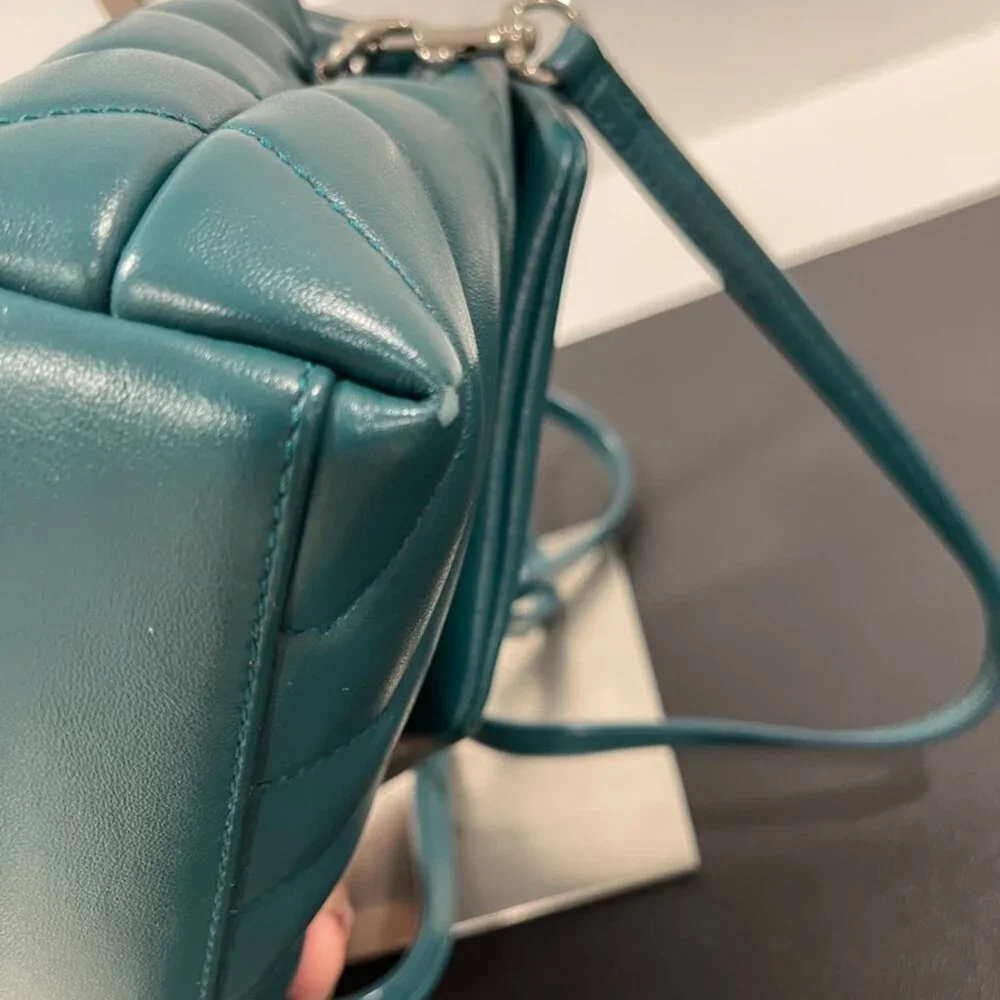 Saint Laurent Loulou Toy Puffer Crossbody Bag Teal with Silver Hardware (JB1393)